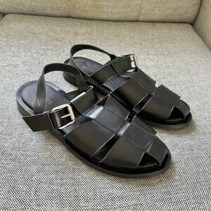 Anthropologie Black Leather Sandals